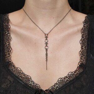 Vintage silver dagger rosary necklace